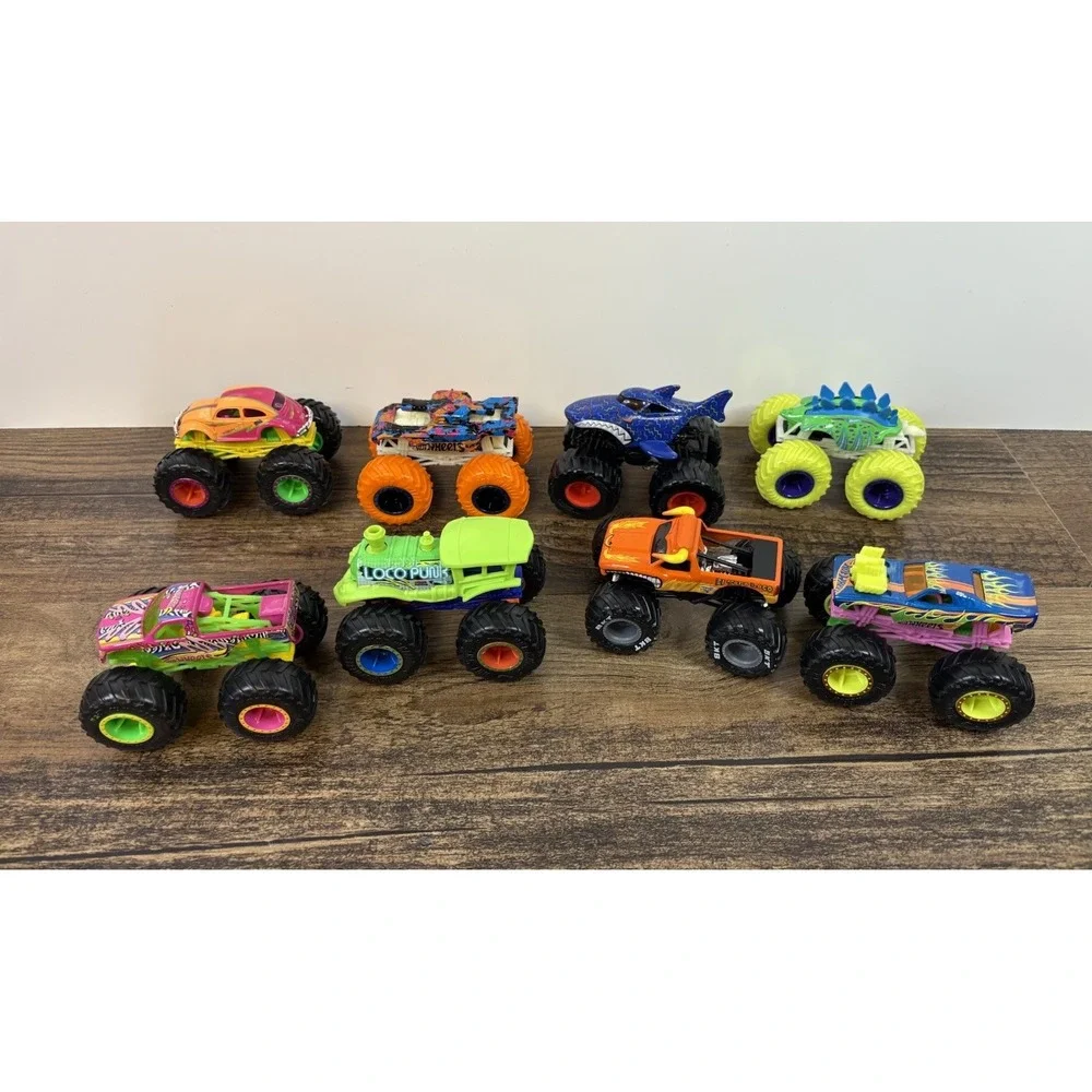 Lot Of 9 Hot Wheels Monster Trucks No Neonsense Cars Loco Punk Beetle Rodger